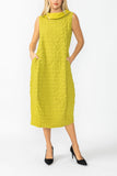 Pear Contrast Cowl Collar Back Zipper Dress