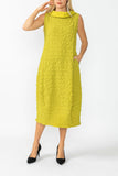 Pear Contrast Cowl Collar Back Zipper Dress