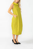 Pear Contrast Cowl Collar Back Zipper Dress