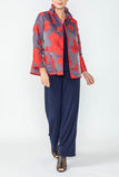 Red Wire Stand Collar Jacquard Jacket