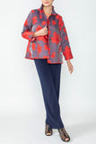 Red Wire Stand Collar Jacquard Jacket