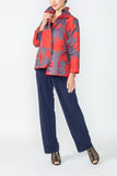 Red Wire Stand Collar Jacquard Jacket