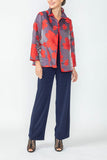 Red Wire Stand Collar Jacquard Jacket