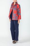 Red Wire Stand Collar Jacquard Jacket