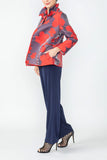 Red Wire Stand Collar Jacquard Jacket