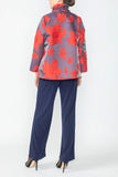 Red Wire Stand Collar Jacquard Jacket