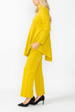 Mustard High Stand Collar Asymmetrical Line Cut Top