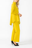 Mustard High Stand Collar Asymmetrical Line Cut Top