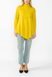 Mustard High Stand Collar Asymmetrical Line Cut Top