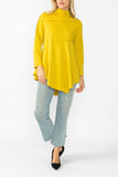 Mustard High Stand Collar Asymmetrical Line Cut Top