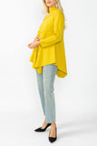 Mustard High Stand Collar Asymmetrical Line Cut Top