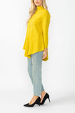 Mustard High Stand Collar Asymmetrical Line Cut Top