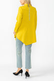 Mustard High Stand Collar Asymmetrical Line Cut Top