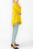 Mustard High Stand Collar Asymmetrical Line Cut Top