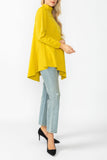 Mustard High Stand Collar Asymmetrical Line Cut Top