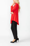 Red High Stand Collar Asymmetrical Line Cut Top