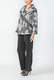 Charcoal Pleats Wide Collar Jacket