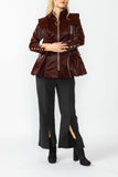 Burgundy Edwardian Collar Side Bubble Pocket Jacket