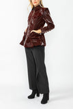 Burgundy Edwardian Collar Side Bubble Pocket Jacket