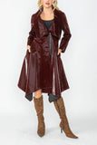 Burgundy Shawl Collar Asymmetrical Midi Jacket