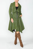 Olive Shawl Collar Asymmetrical Midi Jacket