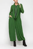 Hunter Green Punch Hole Fabric Balloon-Bottom Jumpsuit