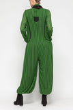 Hunter Green Punch Hole Fabric Balloon-Bottom Jumpsuit