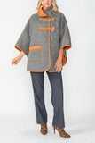 Caramel and Charcoal Reversible Poncho