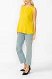 Mustard Cute Edge Contrast Stitch Sleeveless Top