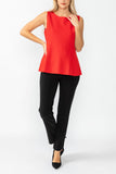 Red Cute Edge Contrast Stitch Sleeveless Top