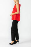 Red Cute Edge Contrast Stitch Sleeveless Top