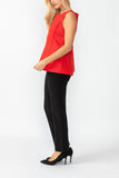 Red Cute Edge Contrast Stitch Sleeveless Top