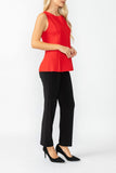 Red Cute Edge Contrast Stitch Sleeveless Top