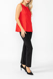 Red Cute Edge Contrast Stitch Sleeveless Top