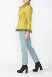 Olive and Lime Contrast Mirror Quilted Blazer