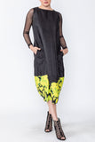 Black/Lime Floral Jacquard Dress