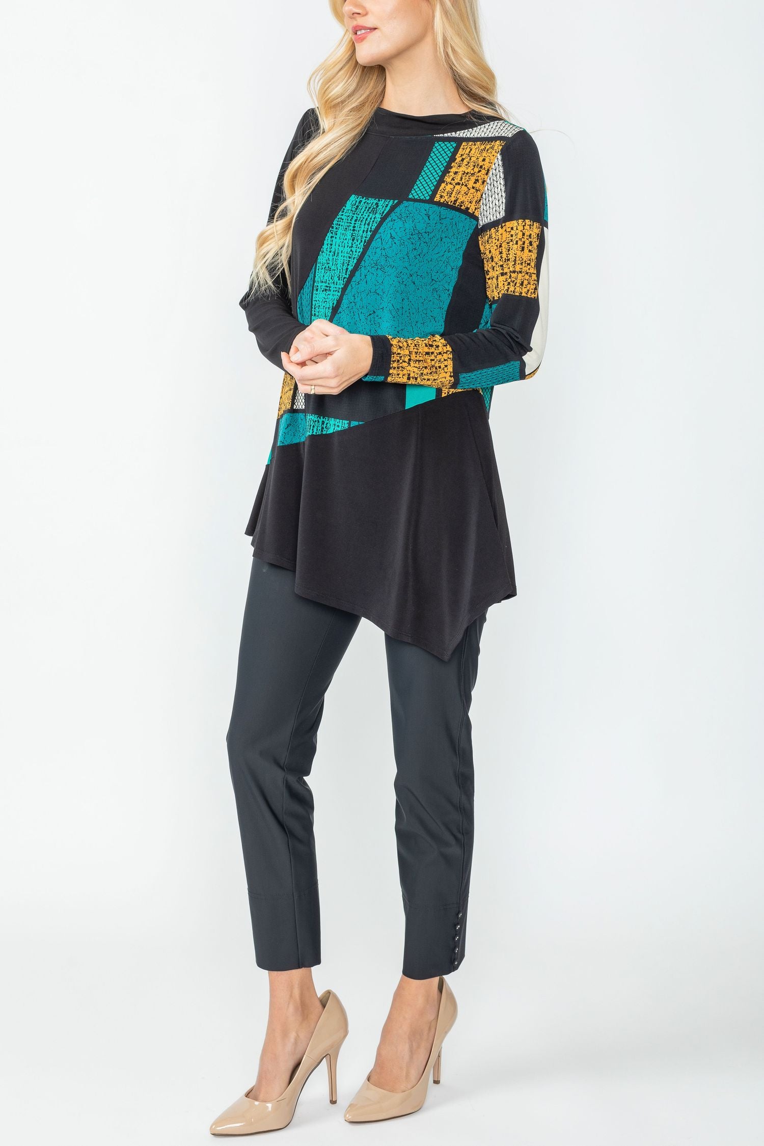Green Mixed Square Tunic Top