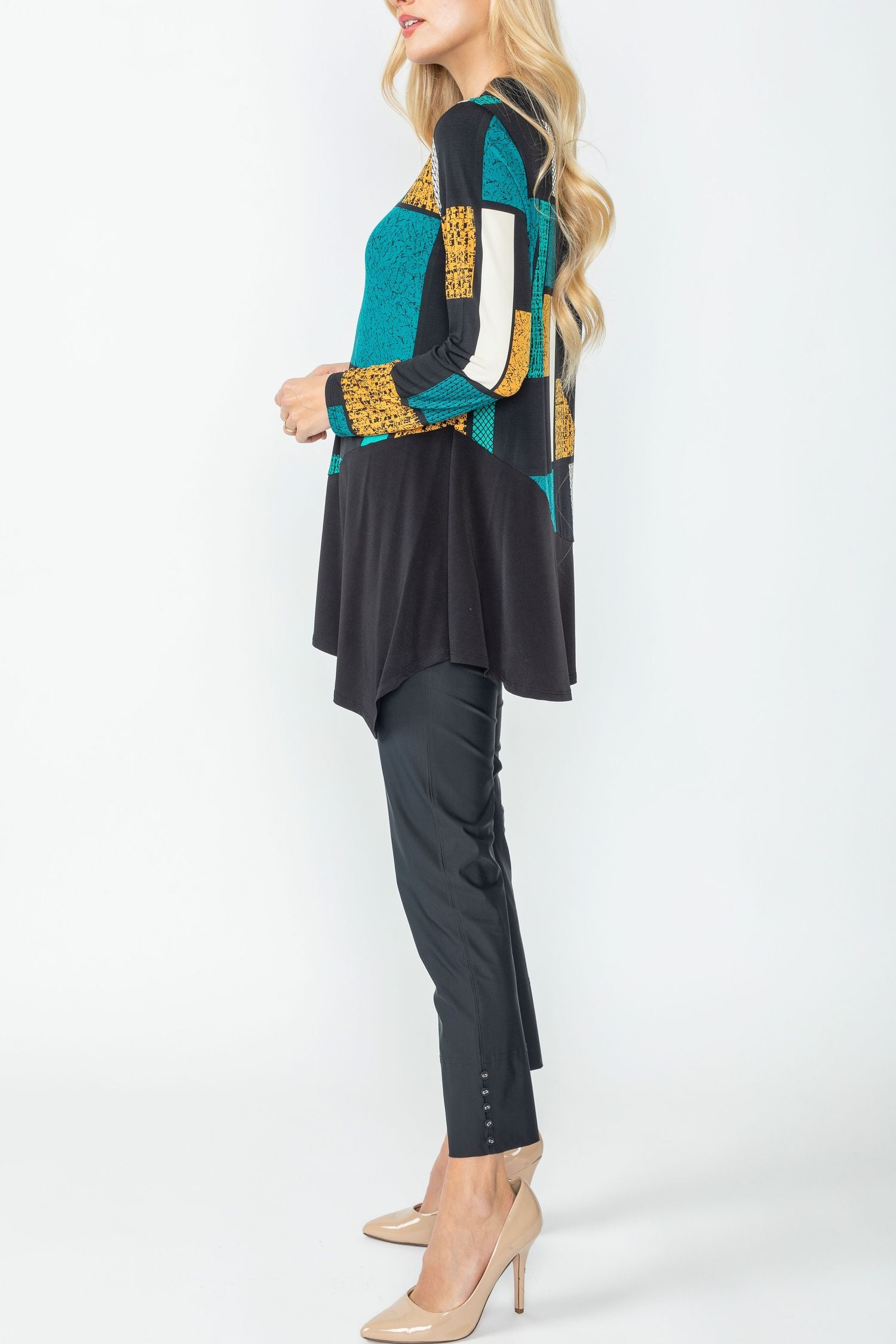 Green Mixed Square Tunic Top