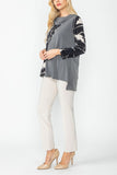Charcoal and Cream High Low Color Block Top