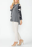 Charcoal and Cream High Low Color Block Top