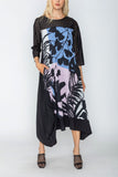 Orchid Tropical Print Dress W/ Sleeve