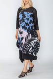 Orchid Tropical Print Dress W/ Sleeve