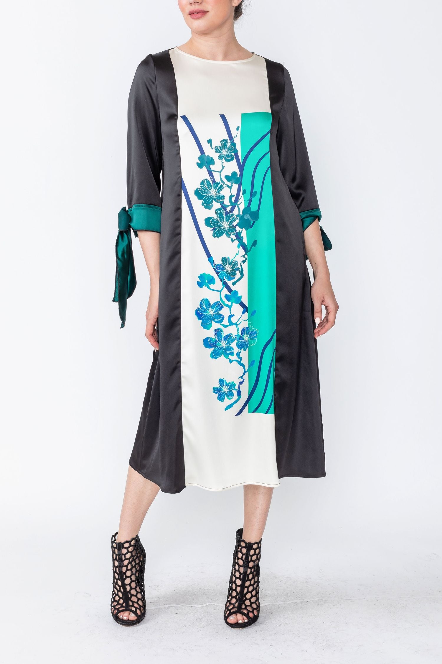 Plus Size Color Block Dress W/ Flower