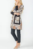 Taupe Graffiti Tunic Dress W/ Pocket