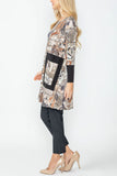 Taupe Graffiti Tunic Dress W/ Pocket