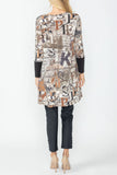 Taupe Graffiti Tunic Dress W/ Pocket