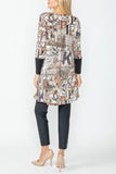 Taupe Graffiti Tunic Dress W/ Pocket