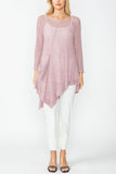 Rose Drape Pocket Mesh Tunic Top