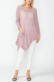 Rose Drape Pocket Mesh Tunic Top