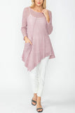 Rose Drape Pocket Mesh Tunic Top